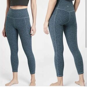 Athleta Salutation Tight with pocket in blue leopard print